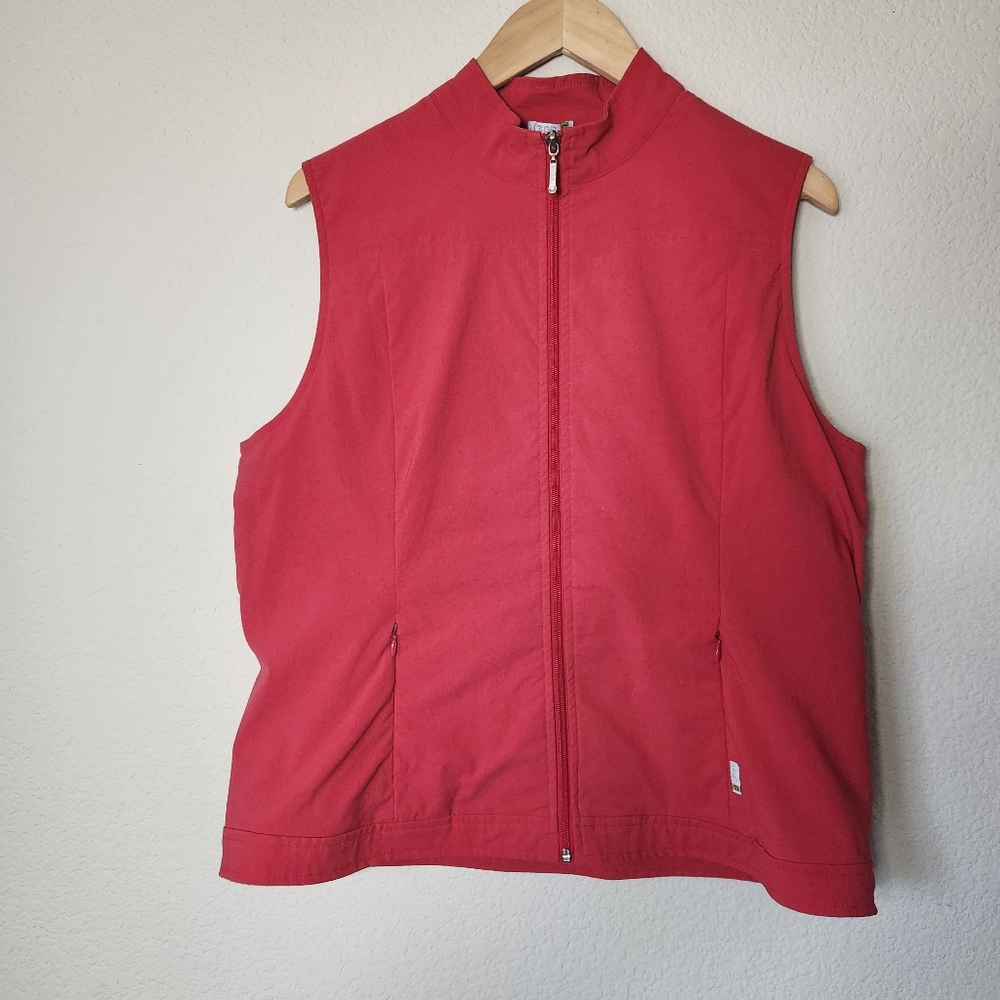 Women's Coral Izod Flex Vest Full Zip Zippered Pockets Size L